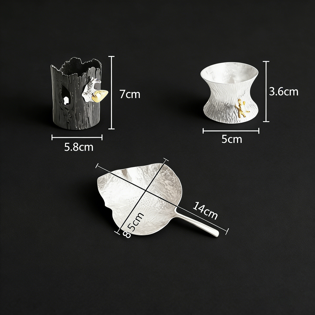 Leaf Tin Tea Strainer With Holder