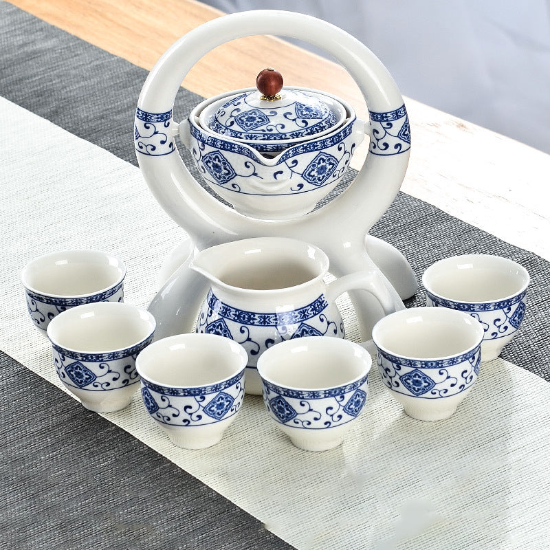 Blue and White Porcelain Tea Set – Semi-Automatic Gongfu Set