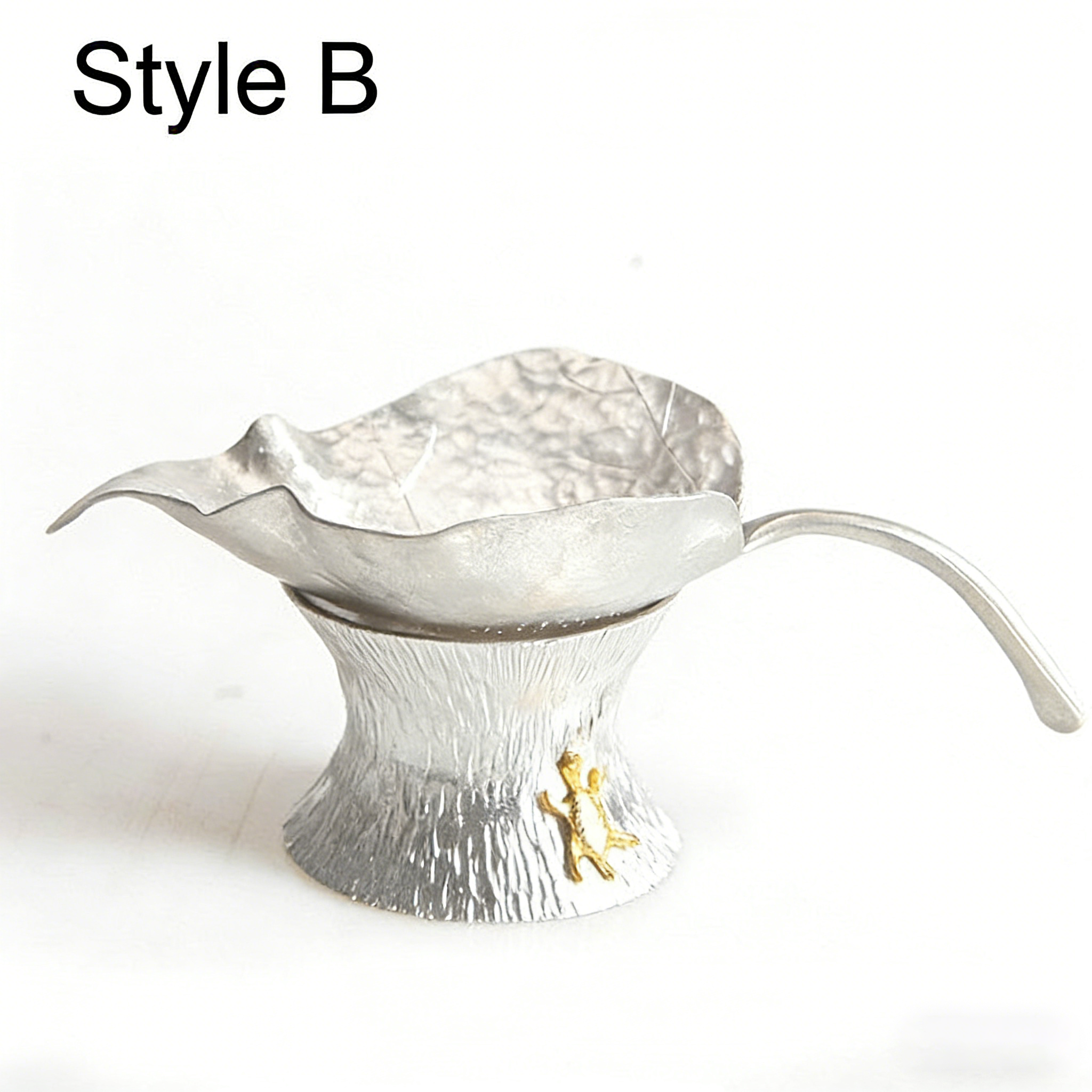 Leaf Tin Tea Strainer With Holder
