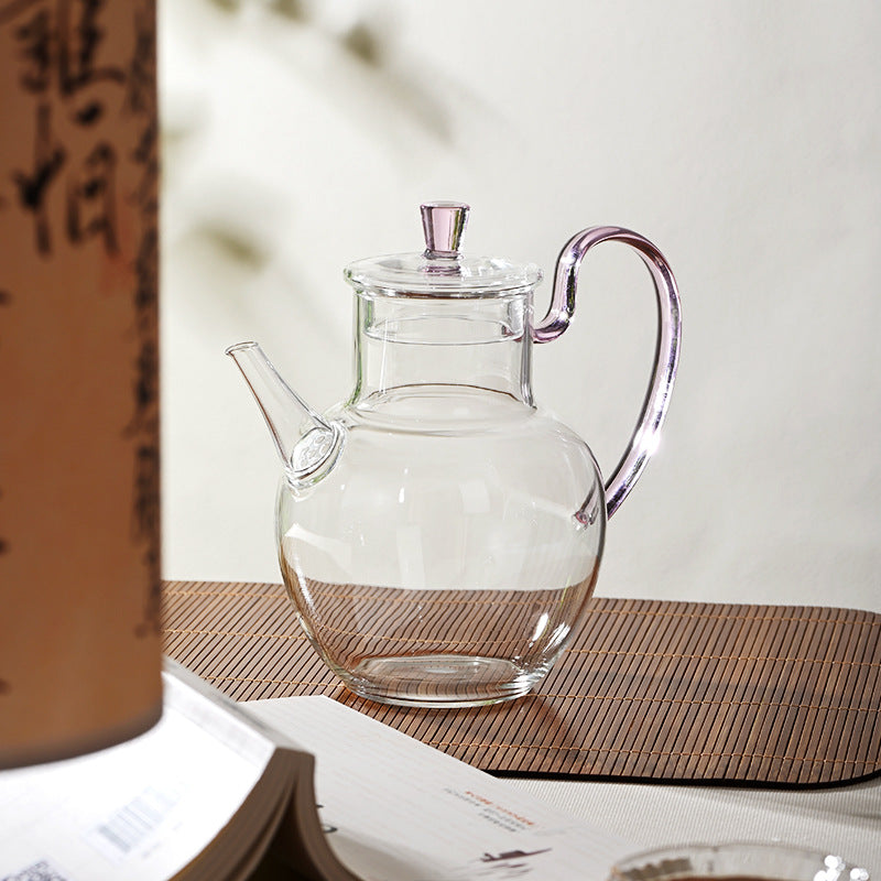 Handheld Apple Glass Teapot – Pink 600ml