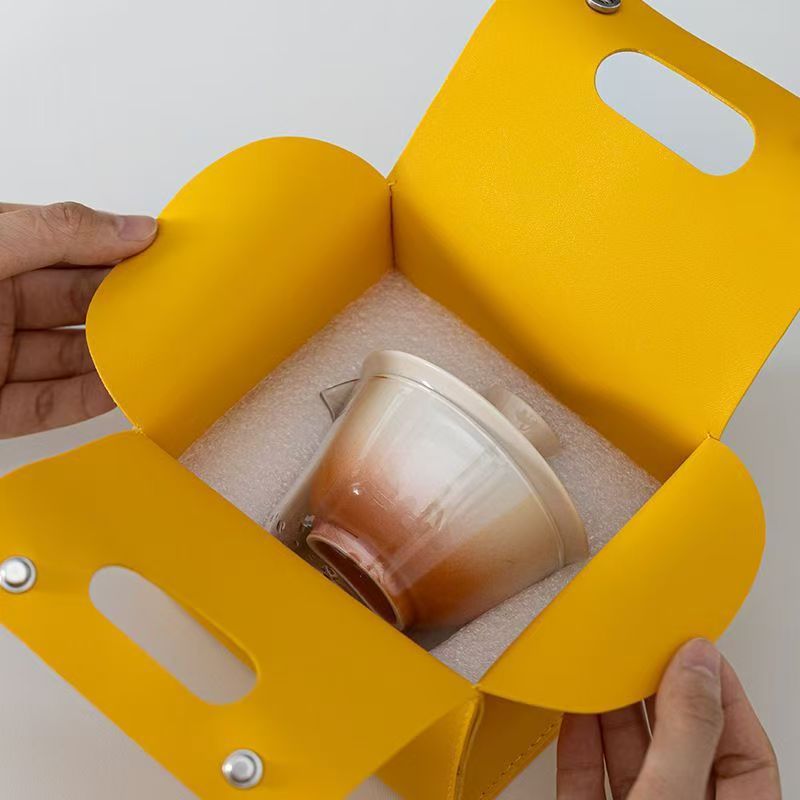 Gradient Glaze Travel Gaiwan Set – Portable Porcelain Tea Set