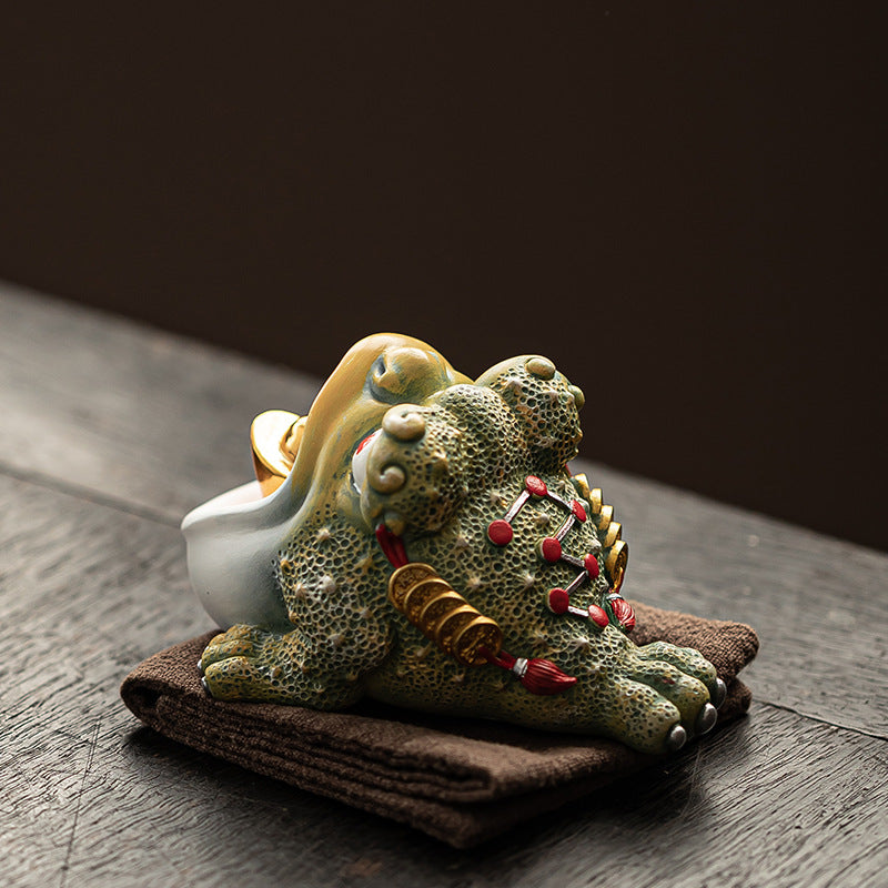 Fortune Golden Toad Tea Pet – Coin on Back