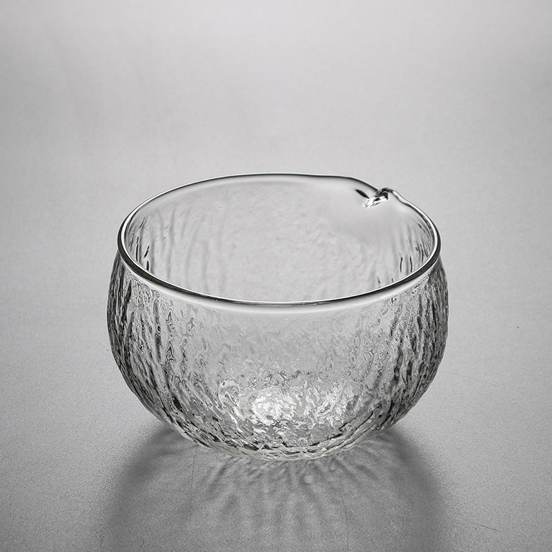 Japanese Matcha Bowl with Spout – Hammered Glass Tea Bowl, 500ml