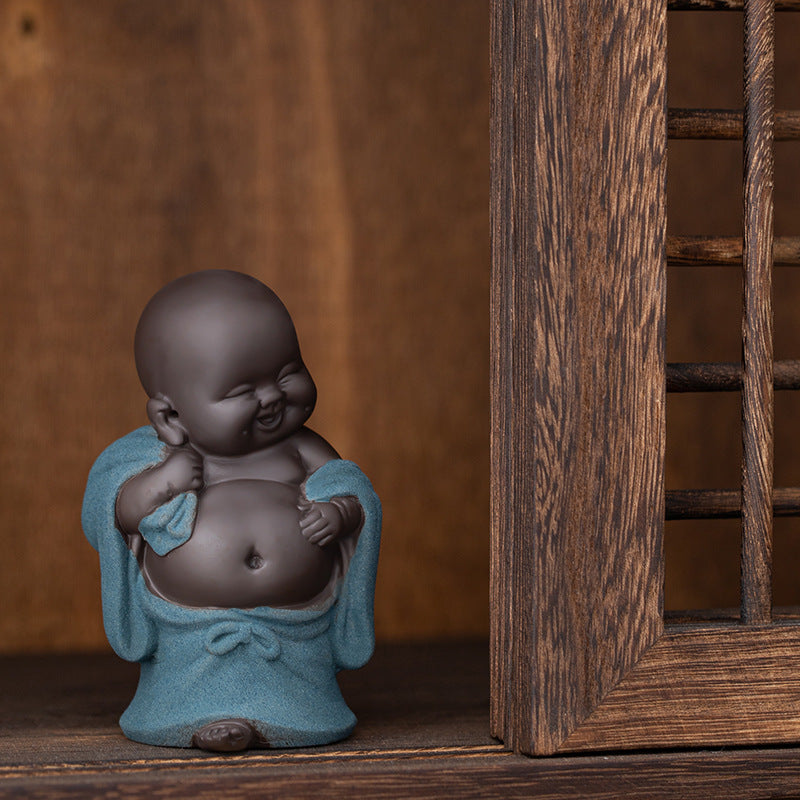 Purple Clay Maitreya Tea Pet – Handcrafted Laughing Buddha Figurine for Tea Ceremony