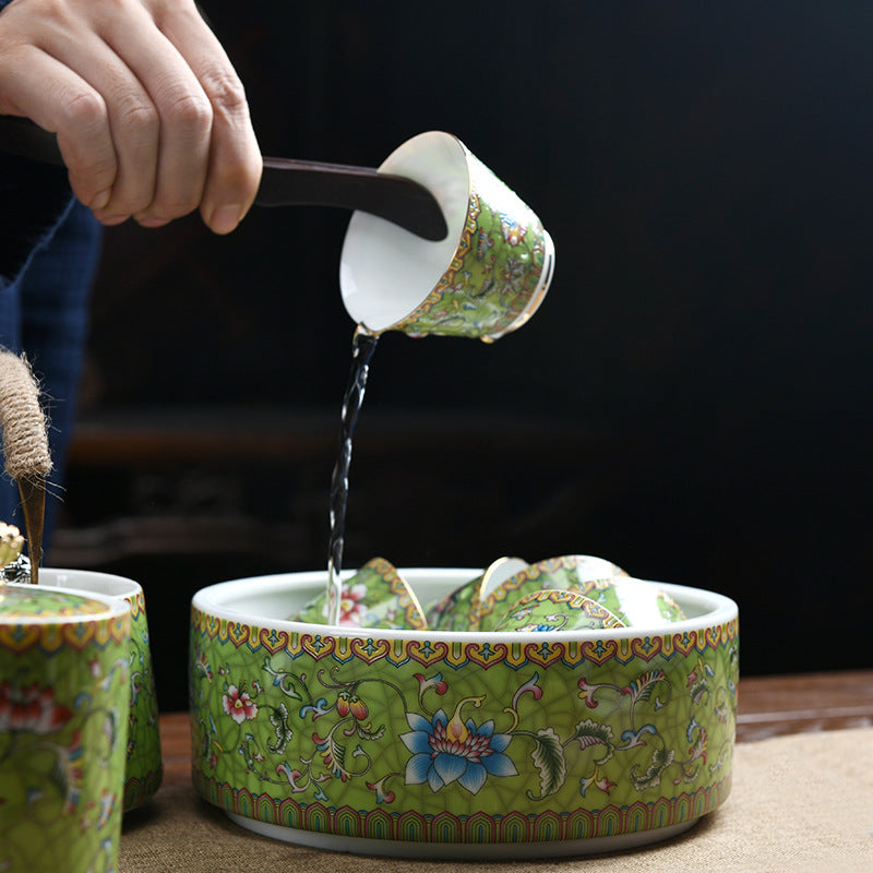 Enamel Painted Ceramic Tea Washers – Traditional Style, Large Capacity