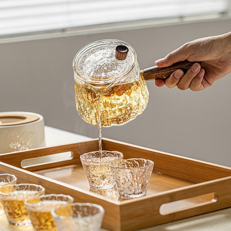 Japanese-style glass flower tea pot set