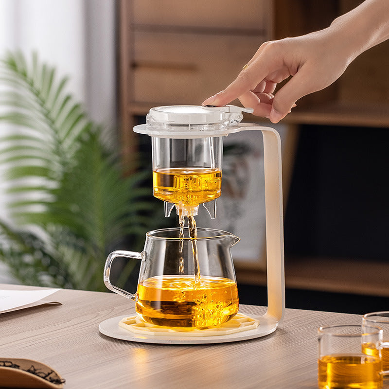 Automatic Tea Set – One-Button Tea Maker, Glass Teapot with Filter, 400ml Fairness Cup