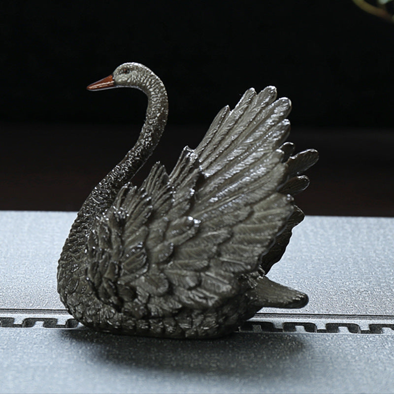 Color-Changing Swan Tea Pet & Lid Rest – Elegant Resin Tea Ornament