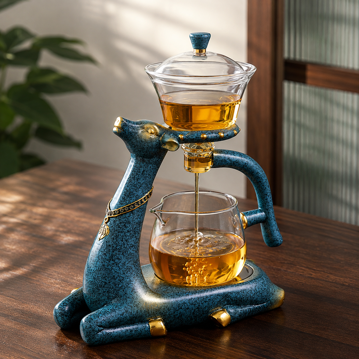 Automatic Elk Glass Tea Set