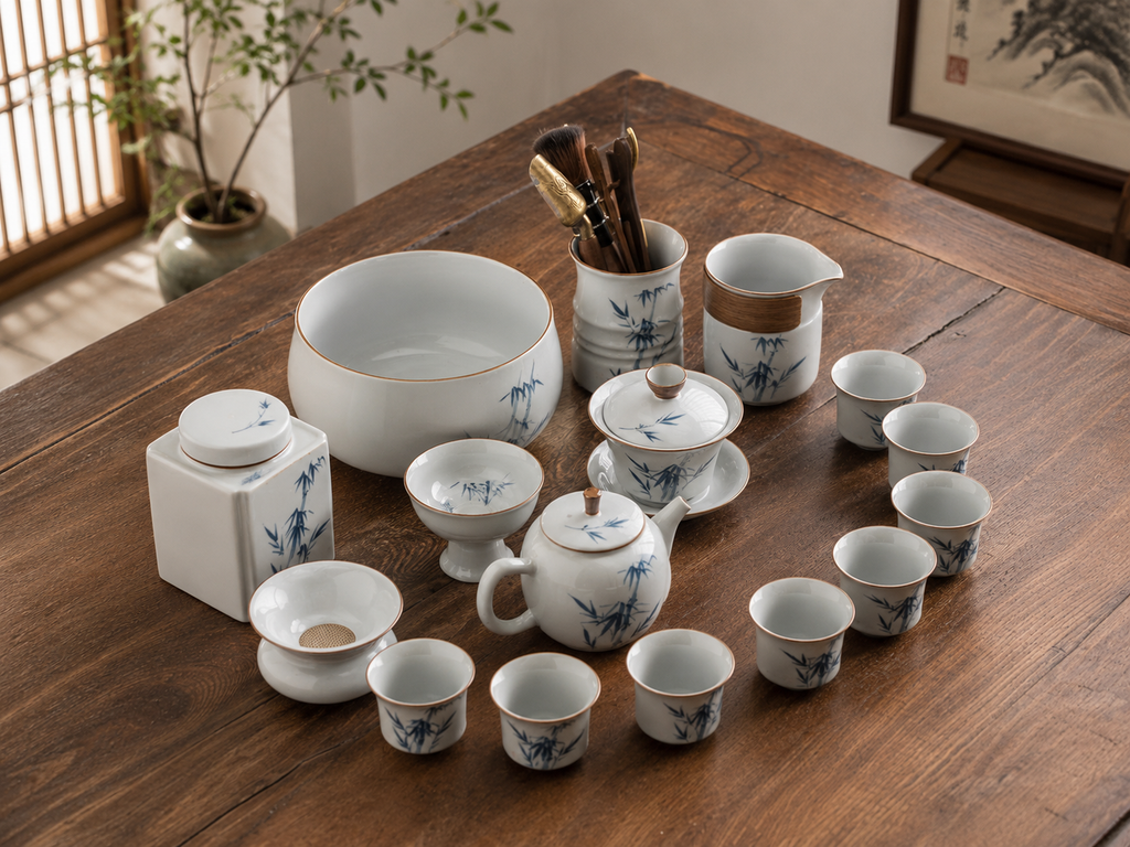 Hand Drawing Orchid Chinese Tea Set