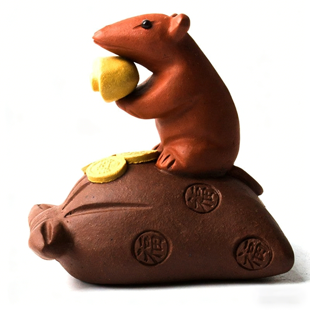 Purple Clay Mouse & Treasure Tea Pet