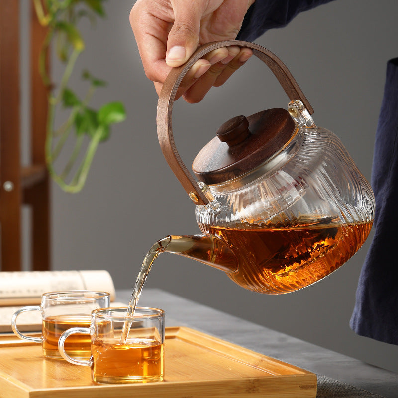 Diamond Pattern Glass Teapot – Heat-Resistant, Stovetop Compatible
