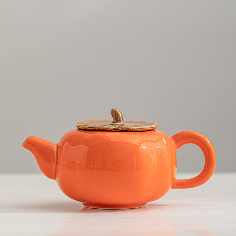 Persimmon “Everything Goes Well” Modern Tea Set – 4-Cup Gift Set with Flower Base Cups