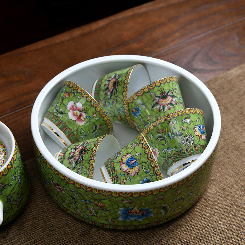 Enamel Painted Ceramic Tea Washers – Traditional Style, Large Capacity
