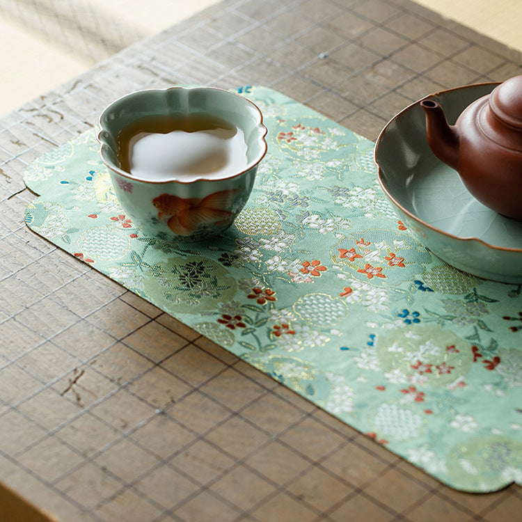 Chinese Brocade Tea Runner – Waterproof, Embroidered Fabric