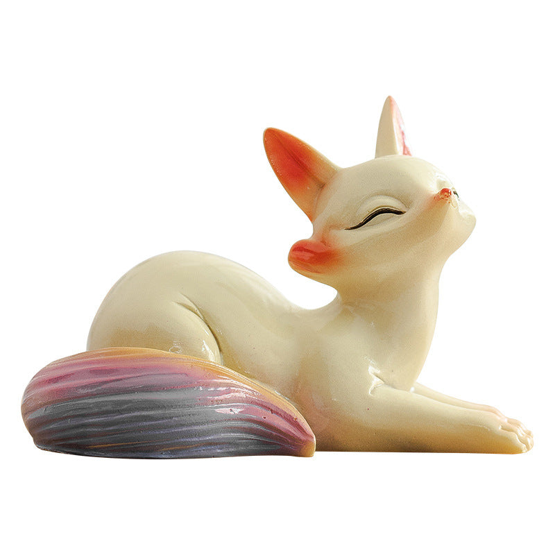 Color-Changing Fox Tea Pet – Standing & Lying Down Resin Figurines with Heat-Activated Effect