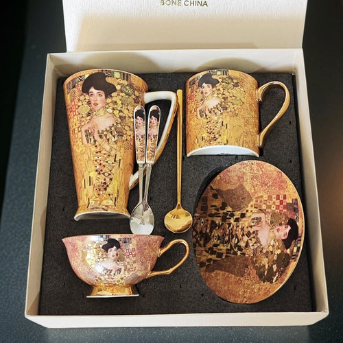 Bone China Coffee Set – Vintage European Style, Gift Box