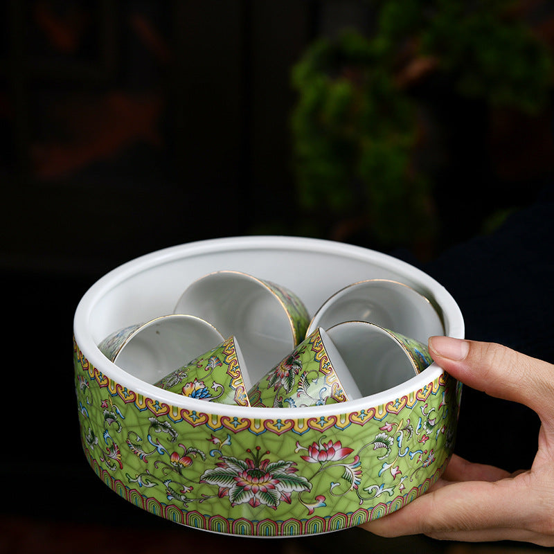 Enamel Painted Ceramic Tea Washers – Traditional Style, Large Capacity