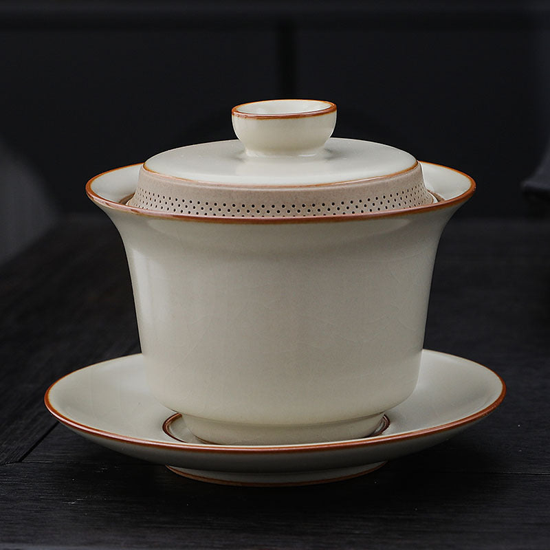 Self-Filtering Gaiwan – Ru Ware Style, 360° Spout, Heat-Resistant, 170ml