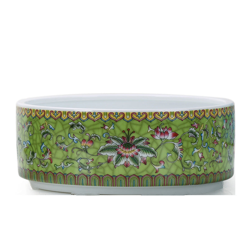Enamel Painted Ceramic Tea Washers – Traditional Style, Large Capacity