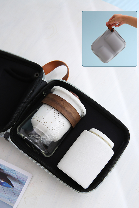 Porcelain Travel Tea Set – Portable Gongfu Set with Glass-Like Glaze, White