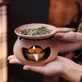 Japanese Coarse Clay Tea Warmer – Candle Heated, Tea Aroma Warmer, 15cm