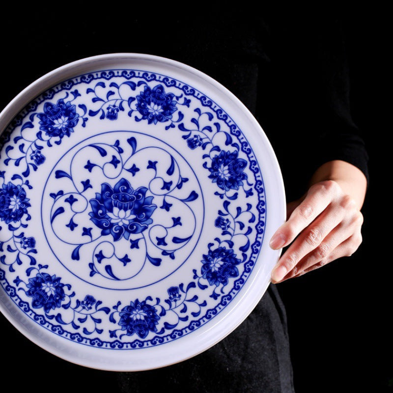 Jingdezhen Blue and White Interlocking Lotus Lifting Handle  Chinese Tea Set