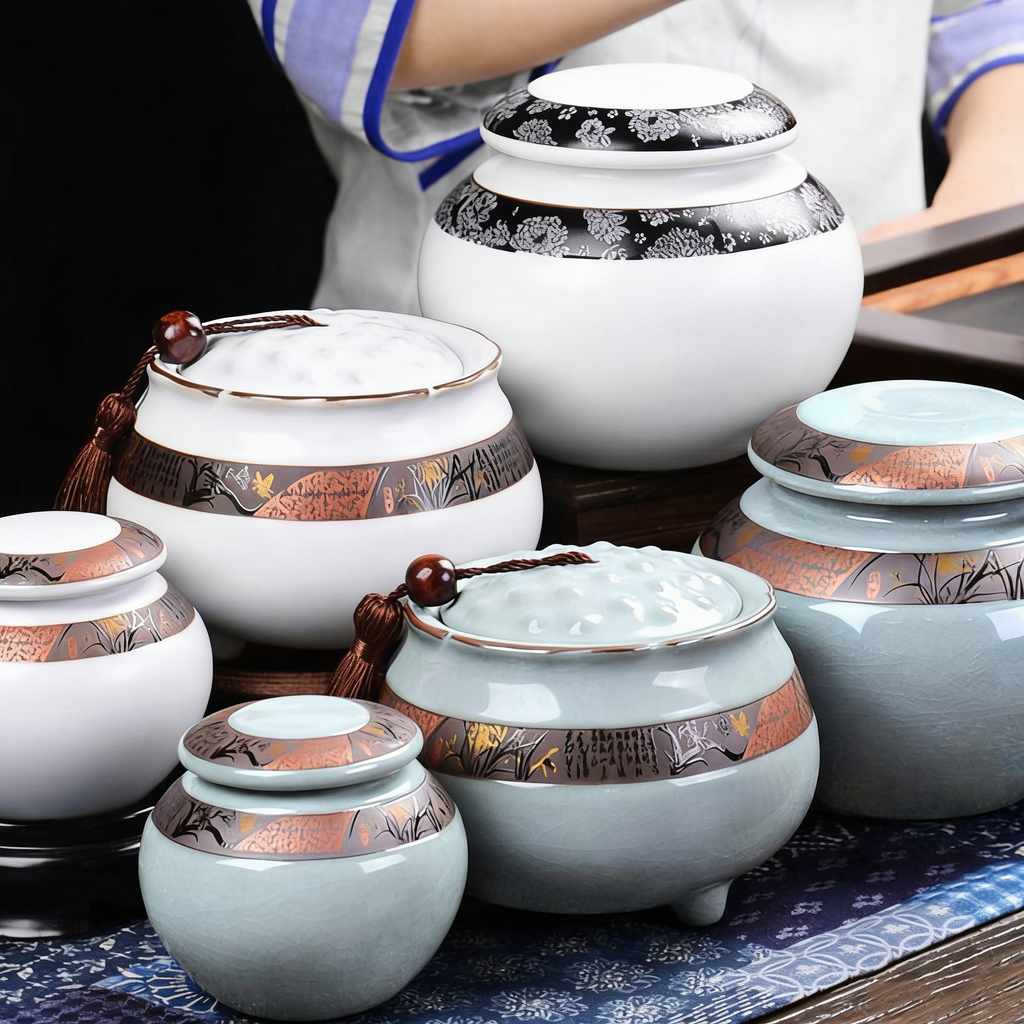 Lotus Shaped Ge Kiln Tea Caddy