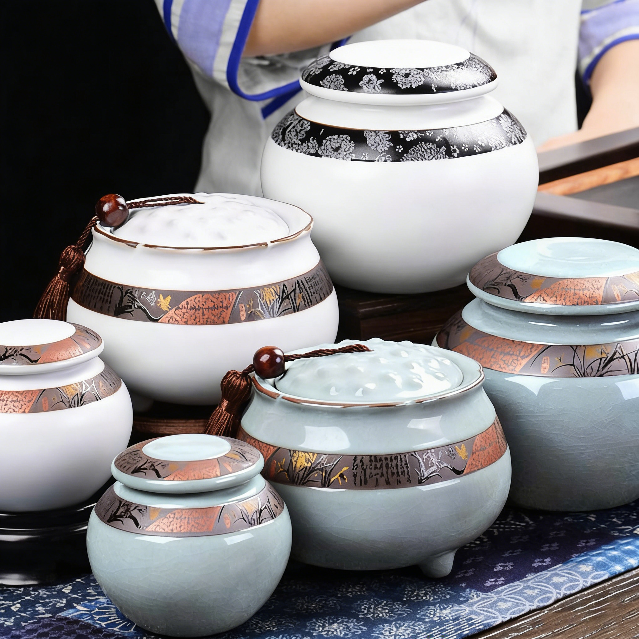 Lotus Shaped Ge Kiln Tea Caddy