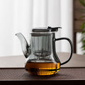 One-Button Tea Strainer Teapot – Heat-Resistant Glass, Tea-Water Separator, Large Capacity