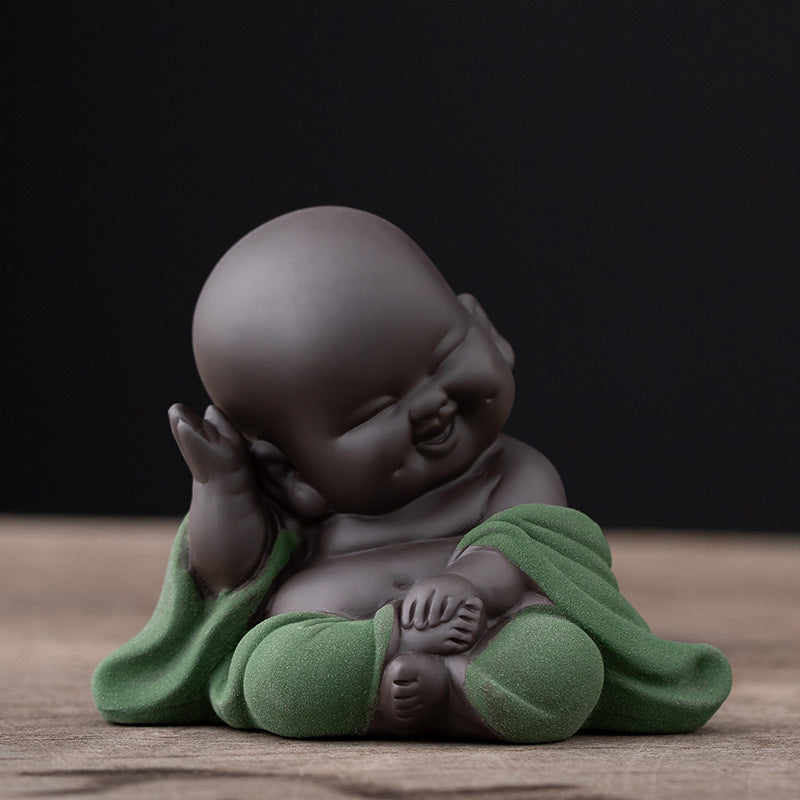 Purple Clay Maitreya Tea Pet – Handcrafted Laughing Buddha Figurine for Tea Ceremony