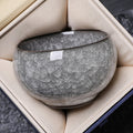 Ru Kiln Ice Crackle Gongfu Tea Cups – Black Ice Flower Pattern, Zen Shape