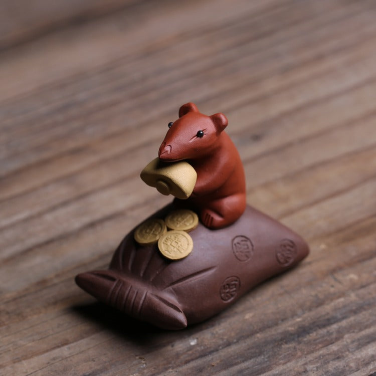 Purple Clay Mouse & Treasure Tea Pet