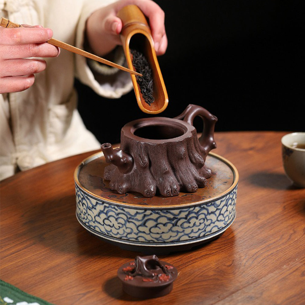 Yixing Purple Clay Plum Tree Stump Teapot