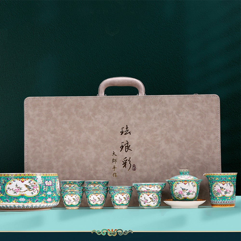 Enamel Porcelain Four Seasons Tea Set