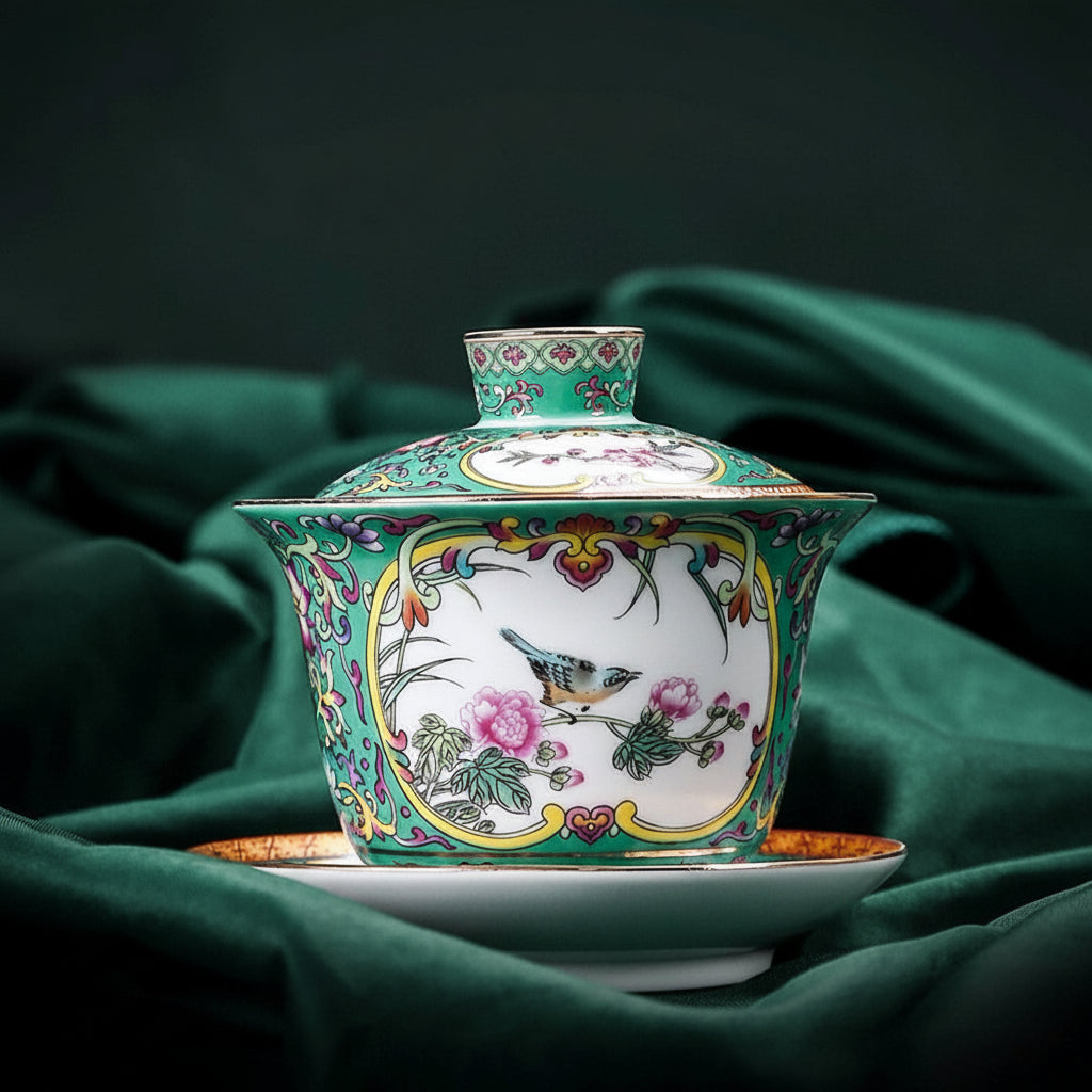 Enamel Porcelain Four Seasons Tea Set
