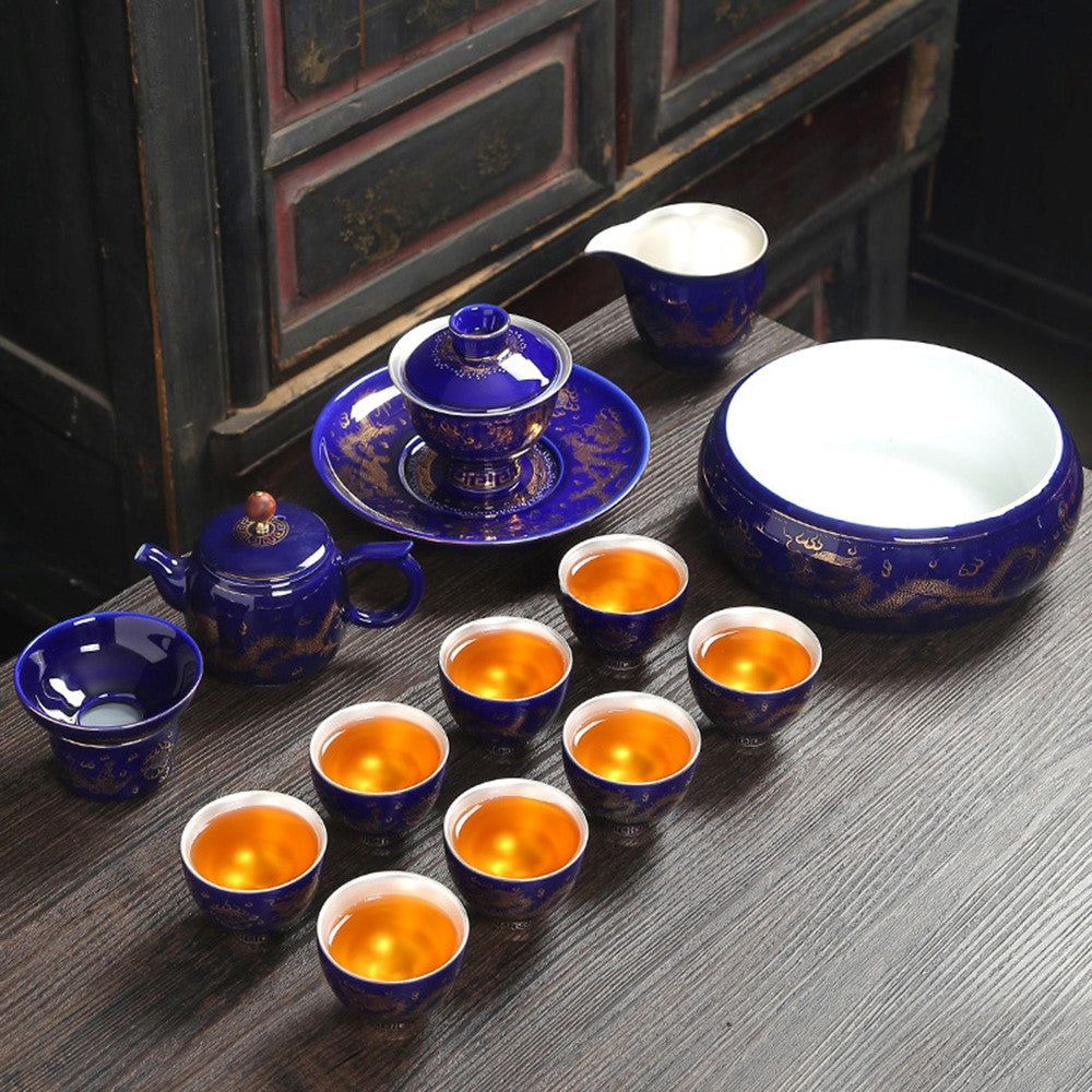 Dragon and Phoenix Porcelain Chinese Tea Set