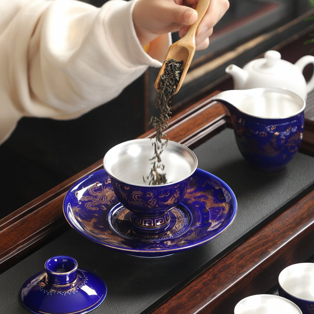 Dragon and Phoenix Porcelain Chinese Tea Set
