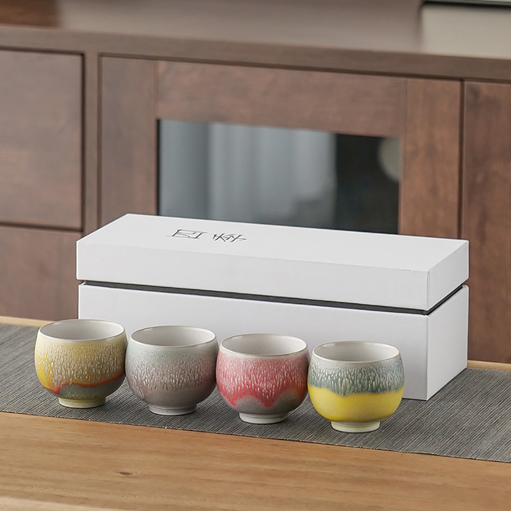 Kiln Alteration Four Color Kung Fu Tea Cup (Set of 4)
