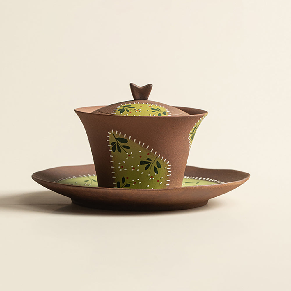 Hand Painted Daisy Patches Pottery Gaiwan