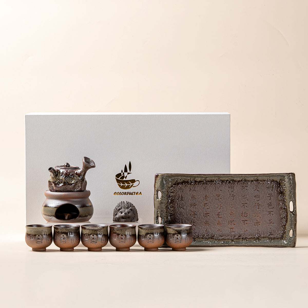 Coarse Pottery Chai Kiln Green Glaze Chinese Tea Set