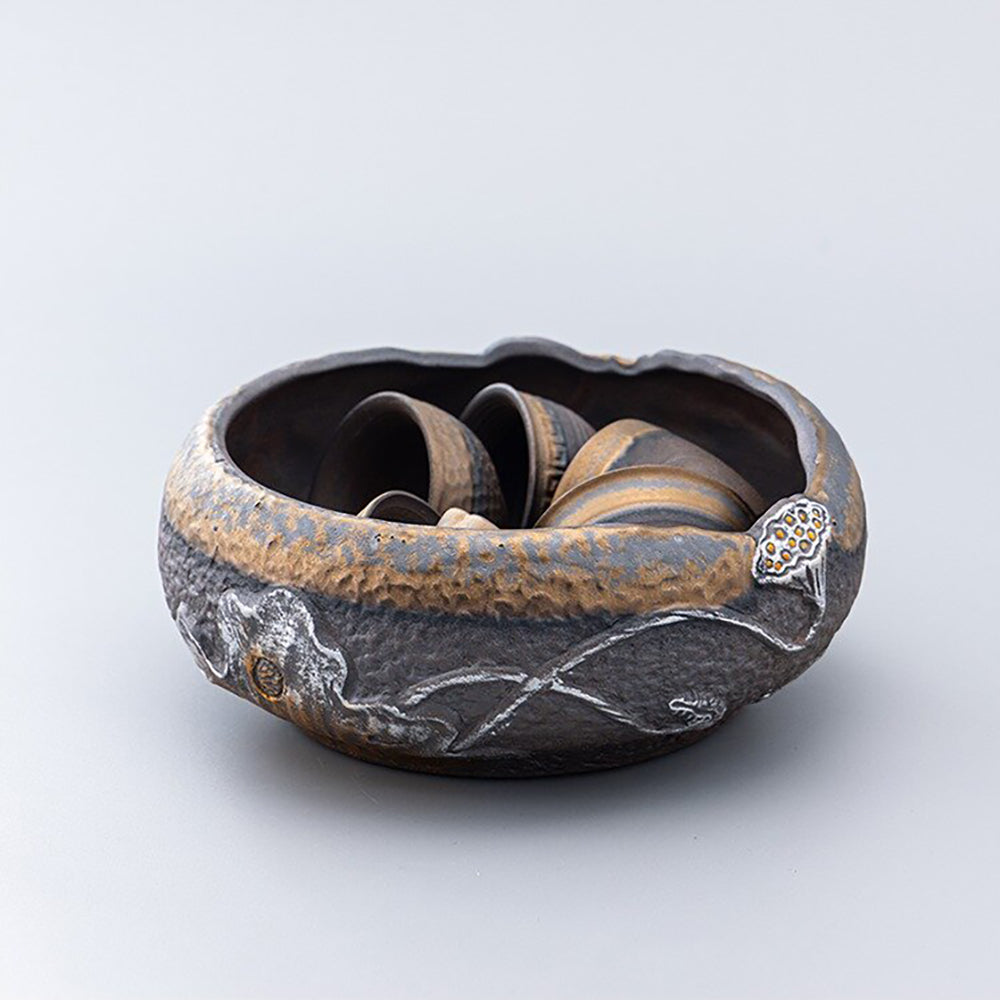 Lotus Coarse Pottery Tea Washer
