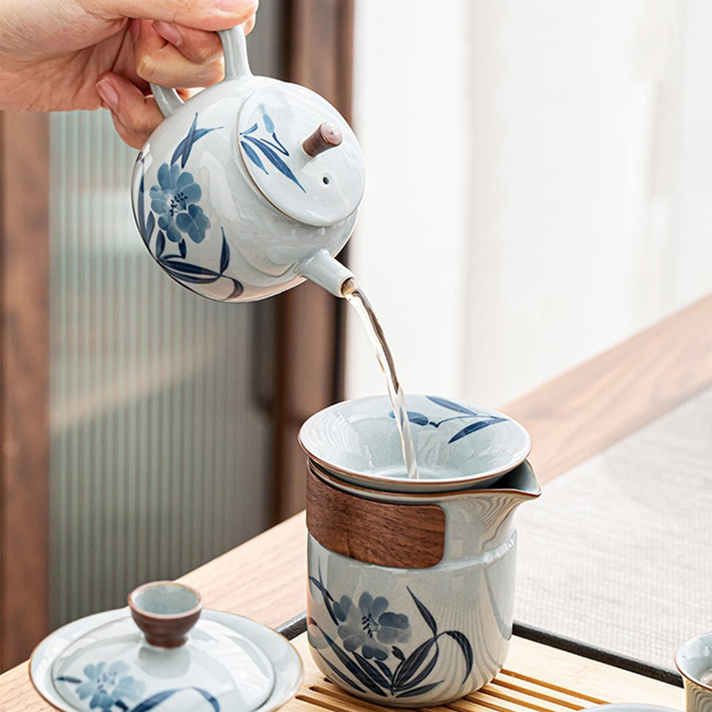 Hand Drawing Orchid Chinese Tea Set