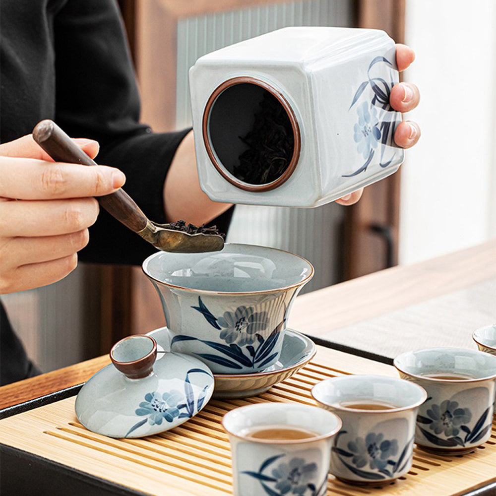 Hand Drawing Orchid Chinese Tea Set