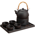 Japanese Clay Tea Set With Warmer And Tray