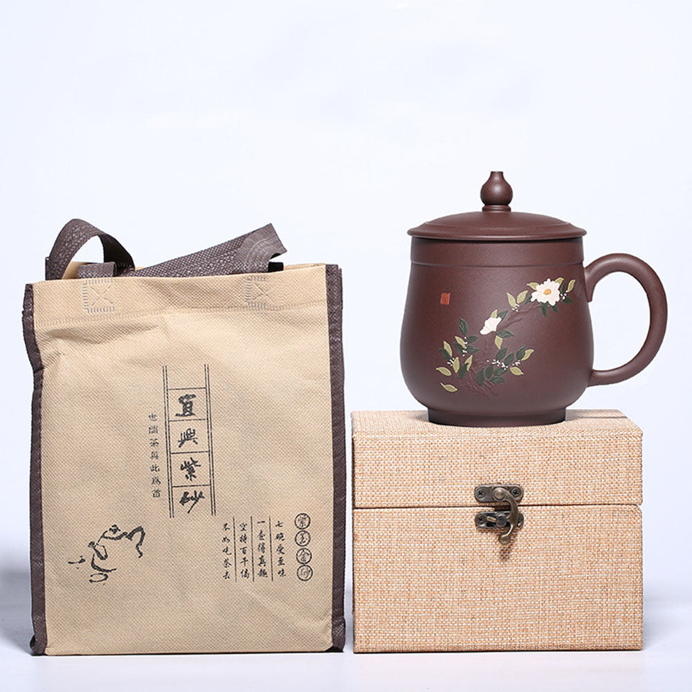 Yixing Purple Clay Wealthy Flower Tea Cup