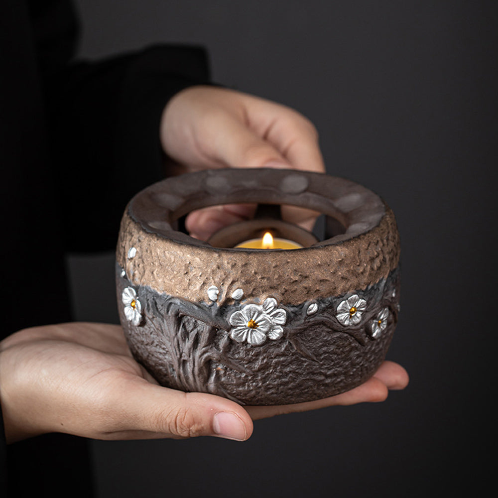 Plum Blossom Rock Clay Teapot Warmer