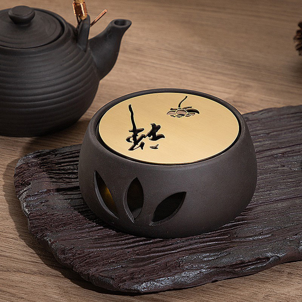 Clay Teapot Warmer With Copper Plate