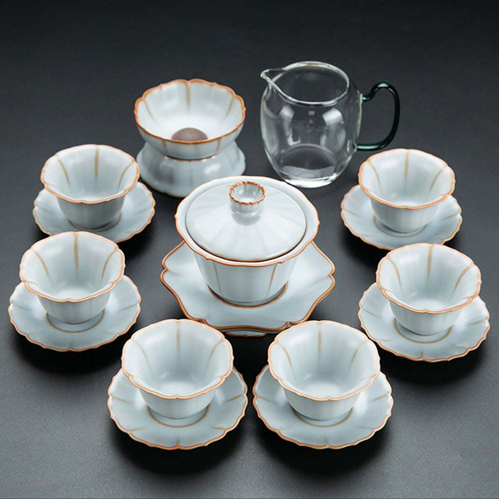 Ruyao Flower Chinese Tea Set With Sauser