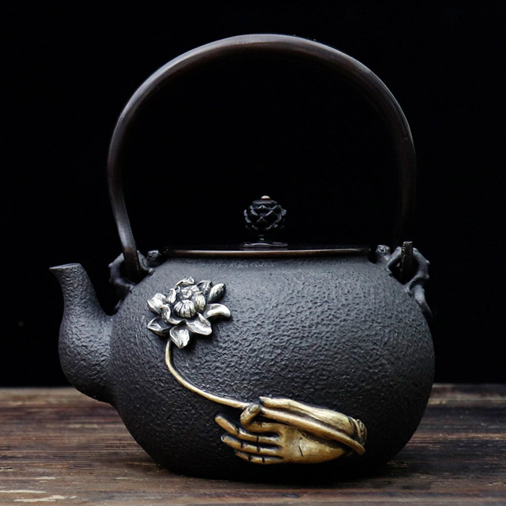 Buddha's Hand With Lotus Cast Iron Teapot